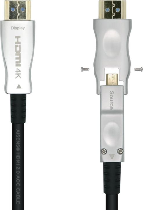 Immagine prodotto Aisens CAVO HDMI V2.0 OPTICO ACTIVO AOC DESMONTABLE 4K60HZ M/M 15M NEGRO (15 m, HDMI)