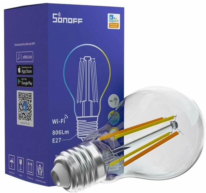 Image du produit Sonoff B02-F-A60 - Ampoule à filament LED intelligente Wi-Fi (cyan) (E27, 7 W, 806 lm, 1 x, F)