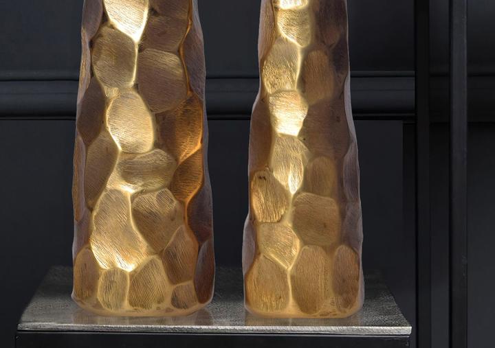 Actual product image FineBuy Vase 2er Set Blumenvase Aluminium Tischvase Hammerschlag Dekovase Modern (2 x)
