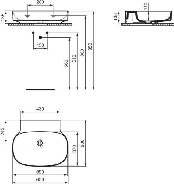 Image du produit Ideal Standard Lavabo LINDA-X o ÜL o HL geschli 600x500mm we m I Plus 600 x 500 mm blanc avec Ideal Plus (500 mm, 600 mm)