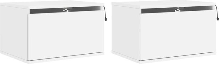 Immagine prodotto VidaXL Comodini a parete con luci LED 2 pezzi. Bianco, colore (50 x 36 x 30 cm)