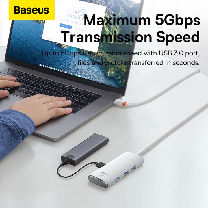 Produktbild Baseus Lite Series 4-Port Type-C HUB Adapter (Type-C to USB 3.0*4 ) 2m White (USB-C, 80 Ports)