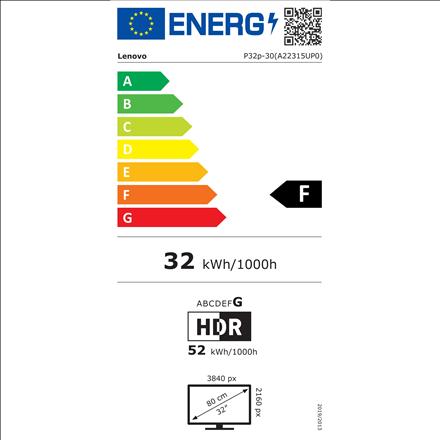 Energy Label Lenovo ThinkVision P32p-30 (3840 x 2160 Pixels, 31.50")