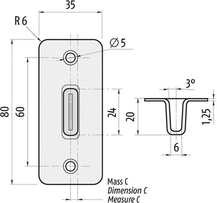 Actual product image Planet Bottom closing troughs BM 5/13 mm narrow (1 pcs.)