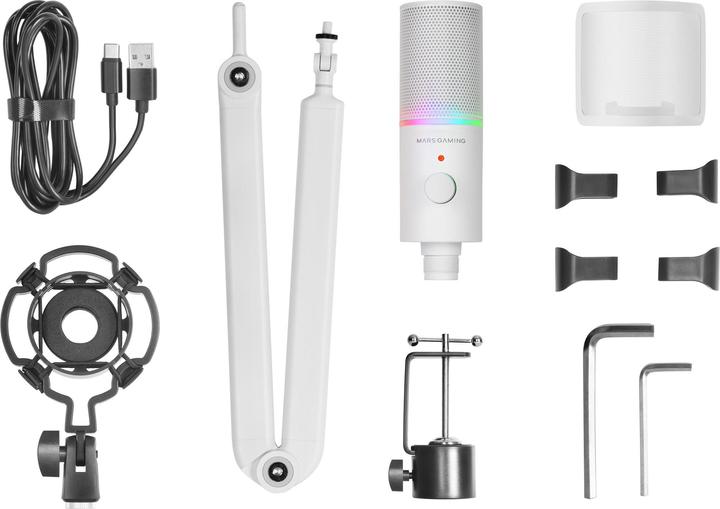 Image du produit Mars Gaming Microphone Mmic-Xt RGB Avec Bras De Montage (Blanc)
