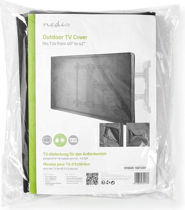 Actual product image Nedis Outdoor TV Screen Cover Screen Size: 40 - 42 " Hook and Loop Closing / Remote Control Holder / (42")