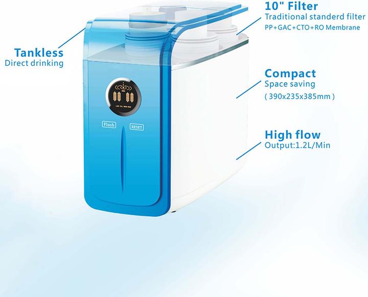 Image du produit Naturewater NW-5-75RODT Filtre Eau Osmose inverse compacte 5 étapes 285L/jour Écran Purification