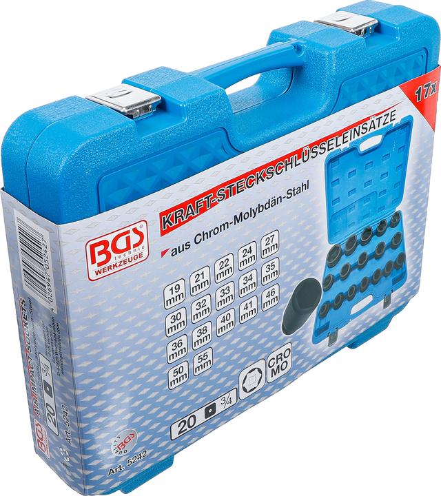Actual product image BGS Impact Socket Set 20 mm (3/4") Drive 19 - 55 mm 17 pcs. (20 mm)