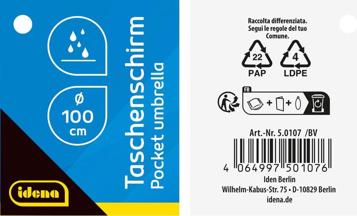 Image du produit Idena Parapluie de poche noir Ø100cm