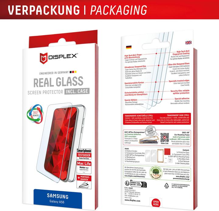 Produktbild Displex Real Glass, 2D Panzerglas + Handyhülle (1 Stück, Samsung Galaxy A56)