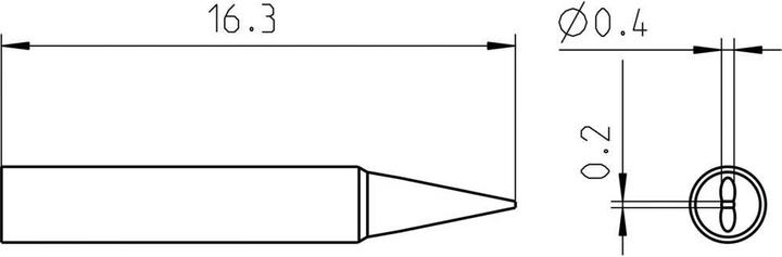 Actual product image Weller Erem RT Pico soldering tip, chisel 0.4mm×0.2mm, MIL SPEC (Soldering tip)