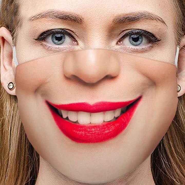 Produktbild Ueli Express Lustige Stoffmaske Gesichtsmaske mit Aufdruck freundliches Lächeln