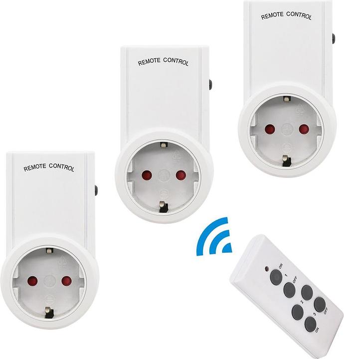 Immagine prodotto Offgridtec Set di 3 adattatori per prese Schuko con interruttore on/off e radiocomando 30m
