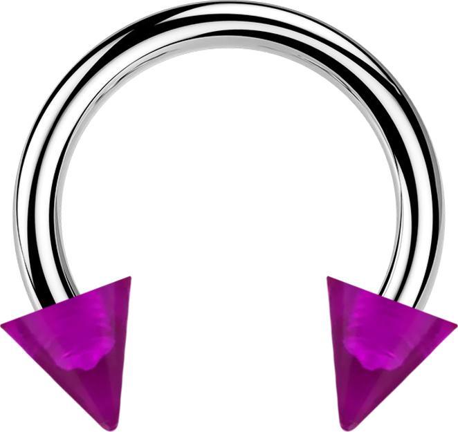 Produktbild Star Piercing Circular Barbell silber mit zwei Cones violett transparent (ohne Messing, Chirurgenstahl 316L, Acryl)