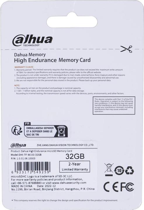 Actual product image Dahua TF-W100-32GB Karta pamięci microSD 32GB (32 GB, microSD, U3, UHS-I)