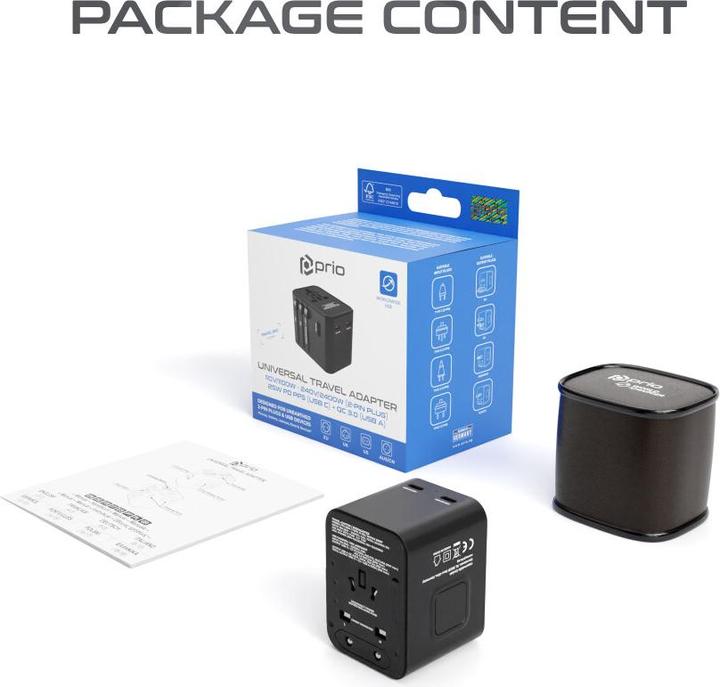 Immagine prodotto prio Adattatore universale da viaggio 25W nero