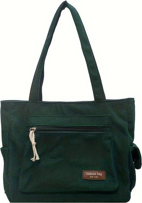Only-Bags.Store Sac à bandoulière simple en velours côtelé, sac fourre-tout multi-poches, sac à main à la mode pour