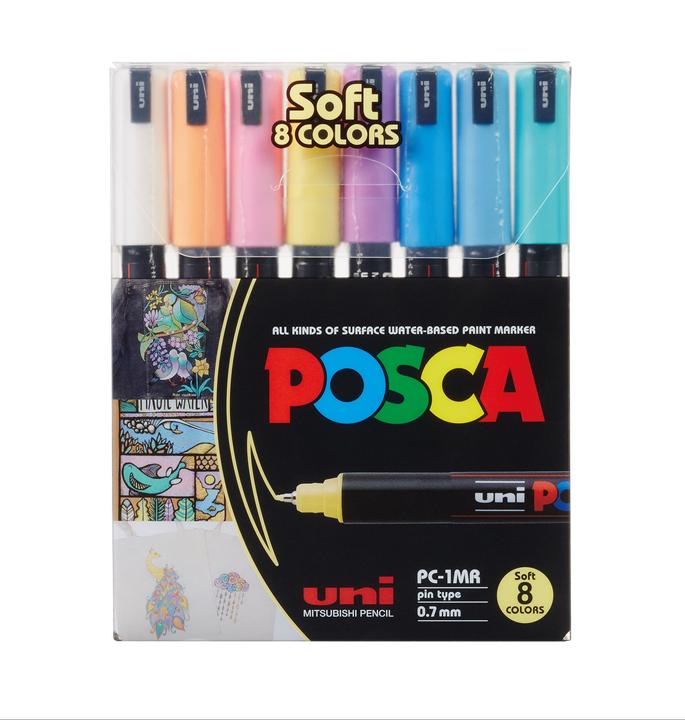 Image du produit Posca Marqueur PC-1MR Fineliner (Blanc, Lavande, Orange, Jaune, Bleu aqua, Violet, Bleu, Rose, Bleu clair, 0.70 mm, 8 x)