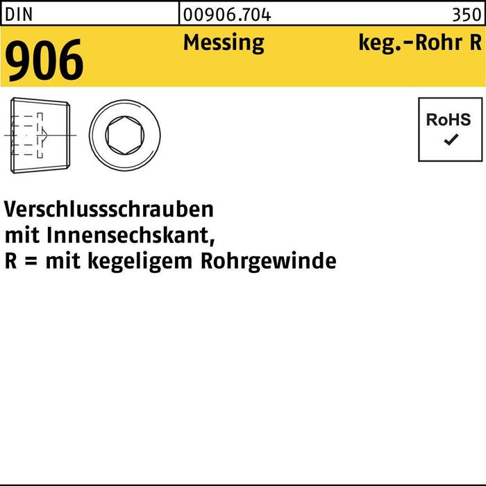 Produktbild Verschlussschraube DIN 906 m.Innen-6-kant R 3/4 Messing