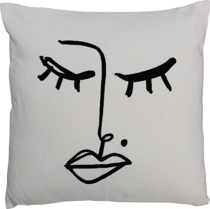 Actual product image J-Line Cushion Melissa Cotton Black/White (47 x 47 cm)