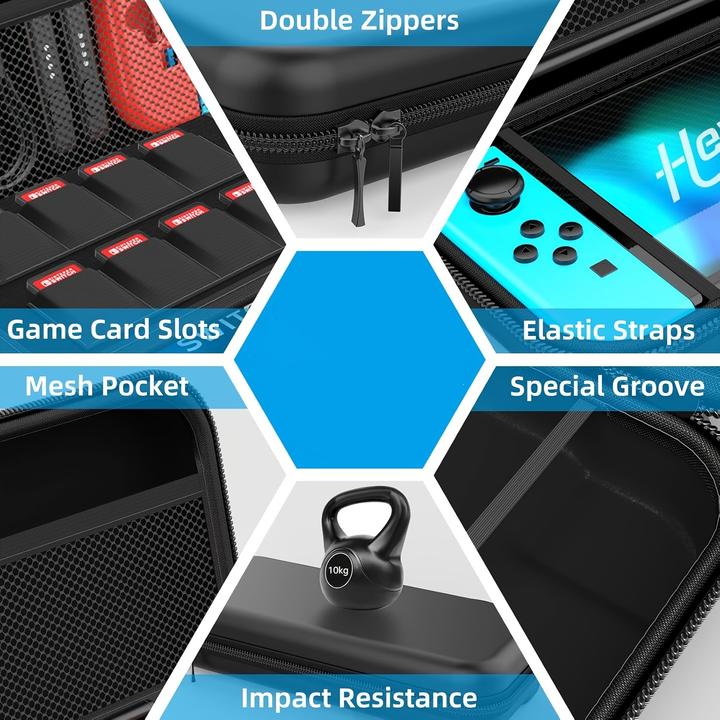 Image du produit PhoneLook Étui de transport boîte de protection pour Nintendo Switch (1ère génération) avec compartiments et v (Switch)