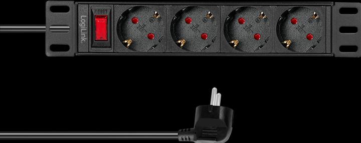 Immagine prodotto LogiLink Striscia di presa da 10" a 4 pieghe, con interruttore (4 x, CEE 7/3, 2 m)
