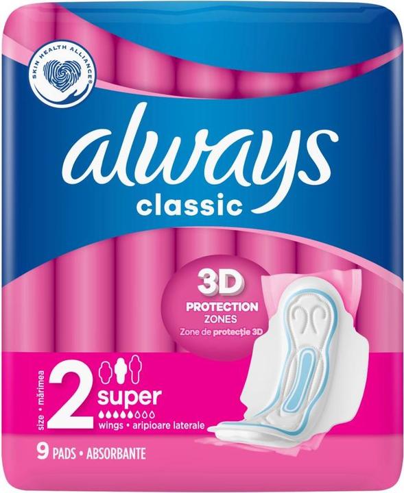 Actual product image Always sanitary pad with wings, classic maxi, 9 pieces (hit) (9 x, Sanitary pads)