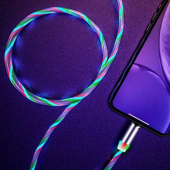 Produktbild PhoneLook 3 in 1 USB Ladekabel mit LED Licht und magnetischen Ladeaufsätzen (1 m, USB 3.0)