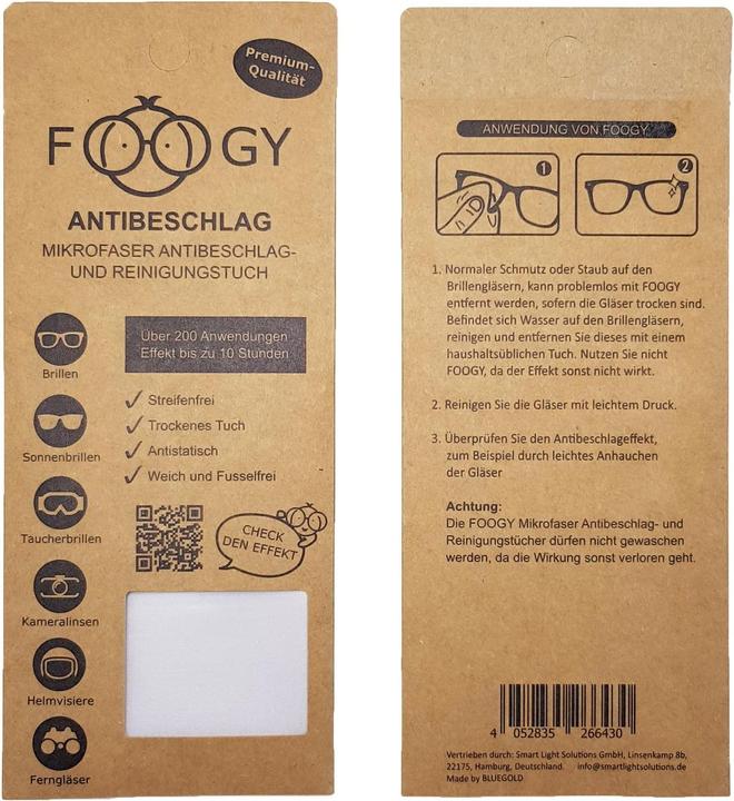 Produktbild Foogy Antibeschlag- und Reinigungstuch