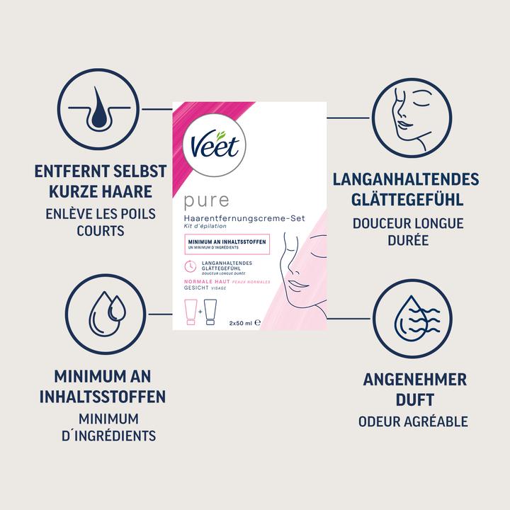 Produktbild Veet Haarentfernungs-Set Gesicht Essential Inspirations (50 ml, 2 x, 134 g)