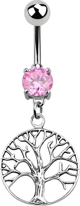 Produktbild Star Piercing Banane silber mit Anhänger Baum pink (925 Sterlingsilber, Chirurgenstahl 316L, ohne Messing)