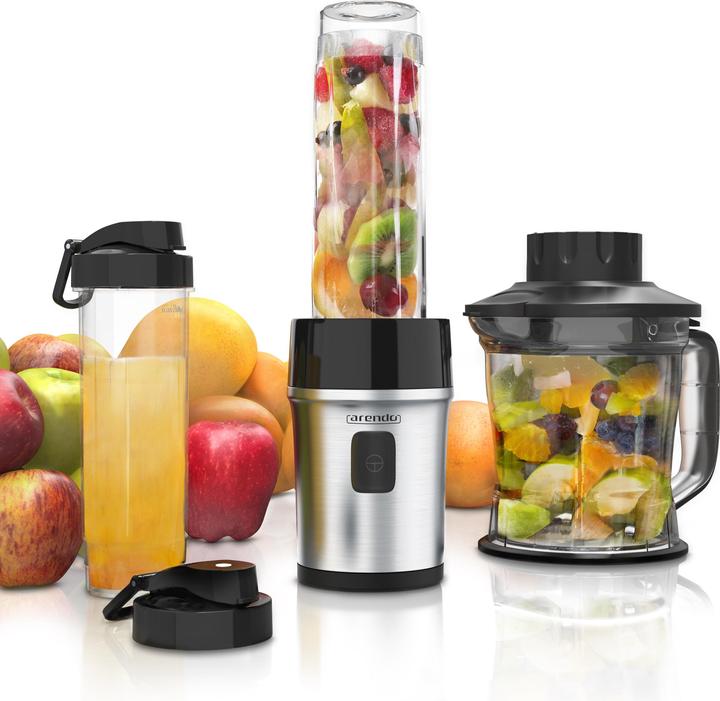 Produktbild Arendo Standmixer 700 W, Edelstahl Mixer & Zerkleinerer 1,2L 2IN1 inkl. 2x Mixbehälter je 0,57L (1200 ml, 700 W)