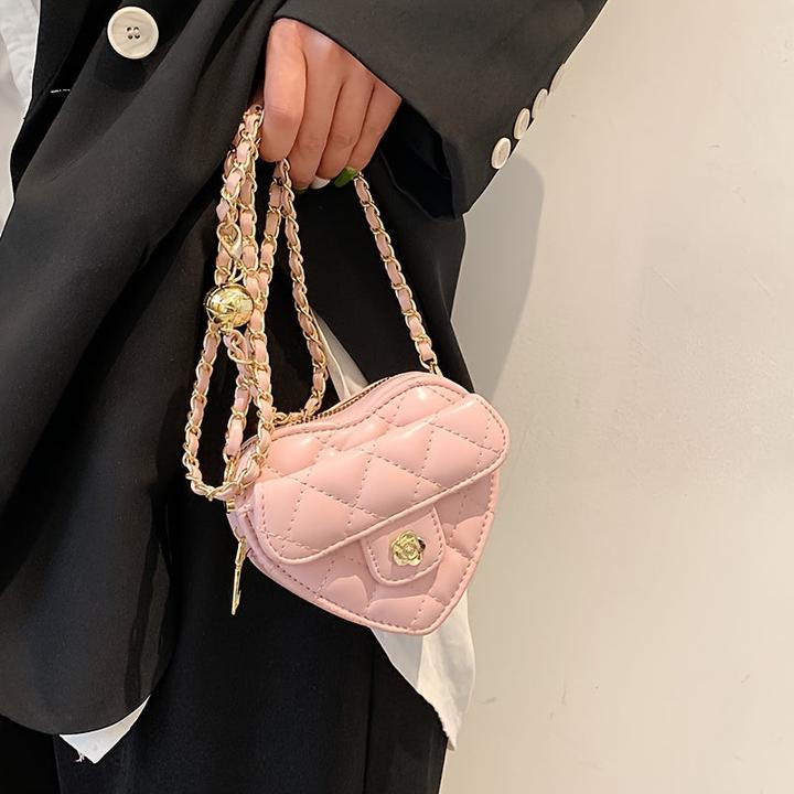 Produktbild Only-Bags.Store Herzförmige Mini-Kreuztasche, Mode bestickte PU-Ledertasche, niedliche trendige Accessoire