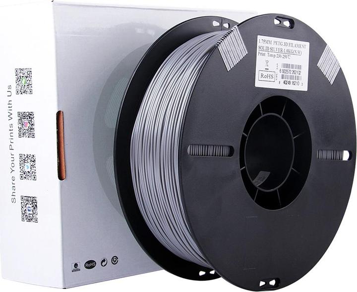 Immagine prodotto eSUN Filamento 3D PETG 1,75 mm argento massiccio 1 kg (PETG, 1.75 mm, 1000 g, Grigio)