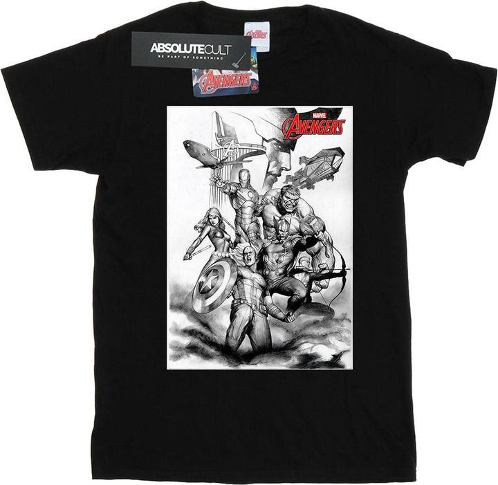 Actual product image Mens Avengers Assemble Team Sketch T-Shirt (XL)
