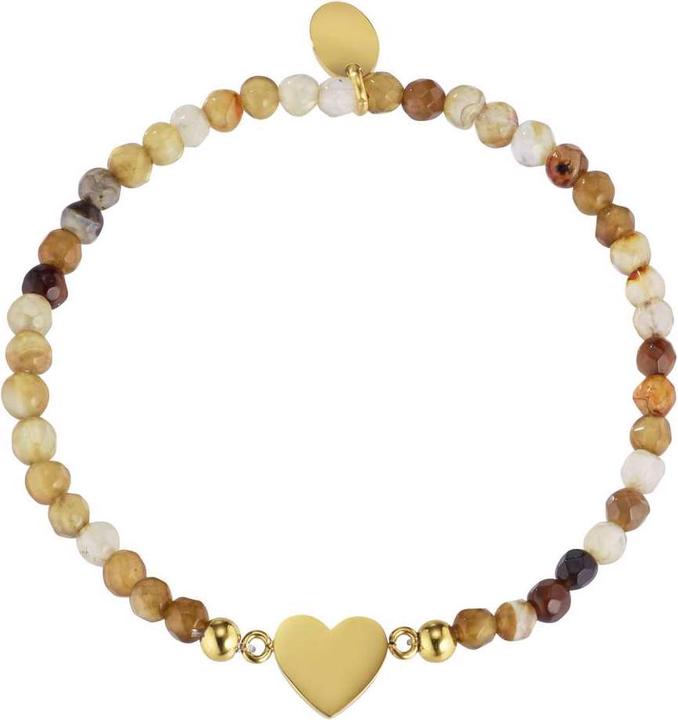 Immagine prodotto Bijouteria Bracciale (19 cm, Agata, Rivestimento PVD (color oro), Acciaio inossidabile)