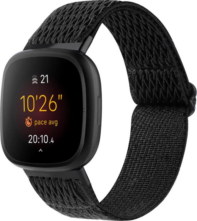 Cover-Discount Fitbit Versa 4 / Sense 2 - Nylon Ersatzarmband schwarz (Nylon, Sense, Versa 3)