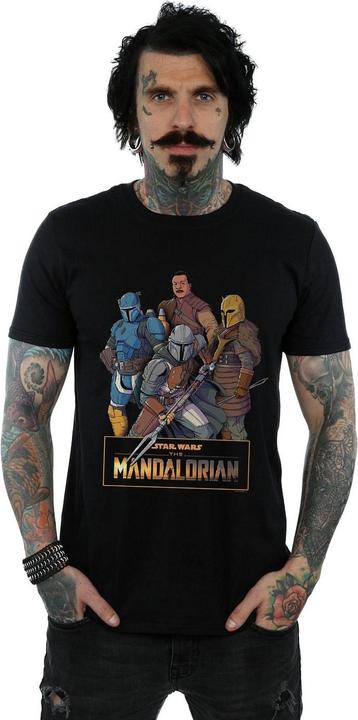 Actual product image Star Wars Mens The Mandalorian Character Collage T-Shirt (4XL)