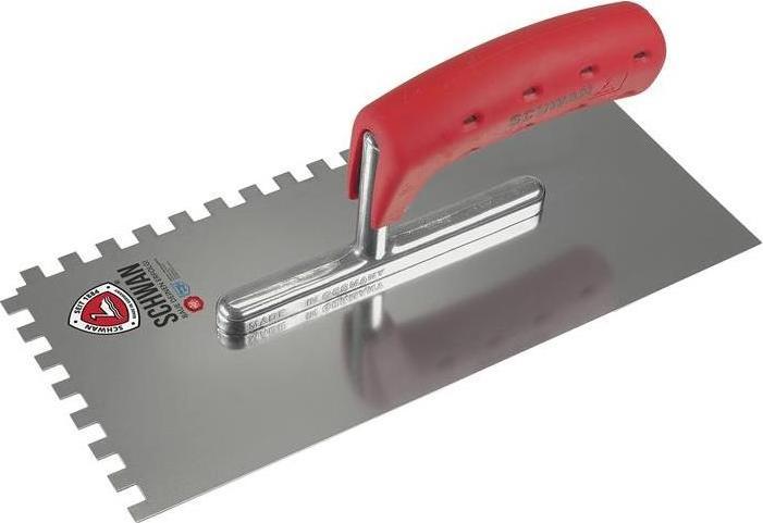 Actual product image Schwan Smoothing trowel Length 280 mm Width 130 mm Toothing 4x4 hardened w. soft handle Steel Thickness (13 cm)