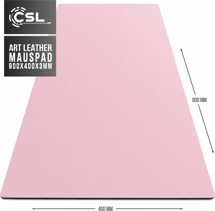 Produktbild CSL Mauspad, Mausmatte XXL, Elegante Leder Optik, Schreibtischunterlage 900 x 400 mm, rose (XXL)