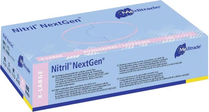 Actual product image Meditrade Nitrile disposable gloves NextGen®, blue, PU 10 dispenser boxes à 100 pcs, size XL (XL)