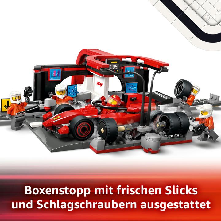 Actual product image LEGO F1 Boxenstopp mit Boxencrew und Ferrari Flitzer (60443, LEGO City)