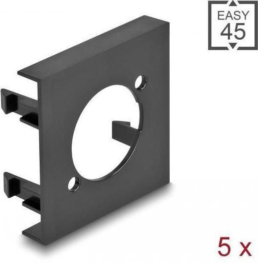 Image du produit Delock Cache module Easy 45 découpe de trou type D, 45 x 45 mm 5 pièces noir (Support mural)