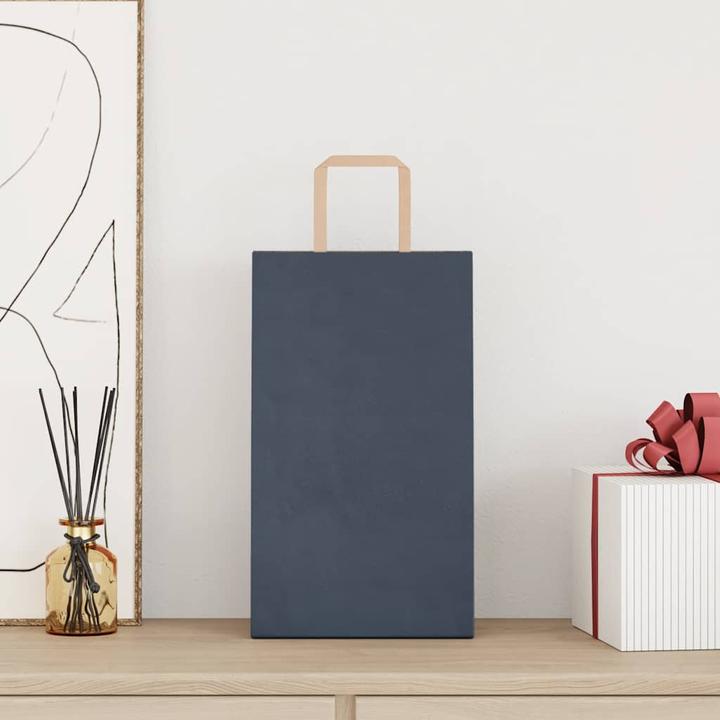 Produktbild VidaXL Kraftpapiertüten 50 Stk. mit Henkel Blau 21x11x36 cm Papiertüte (Geschenktüte, 50 x)