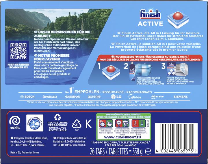 Actual product image Finish Active All In 1 (Tabs, 26 Washing cycles)