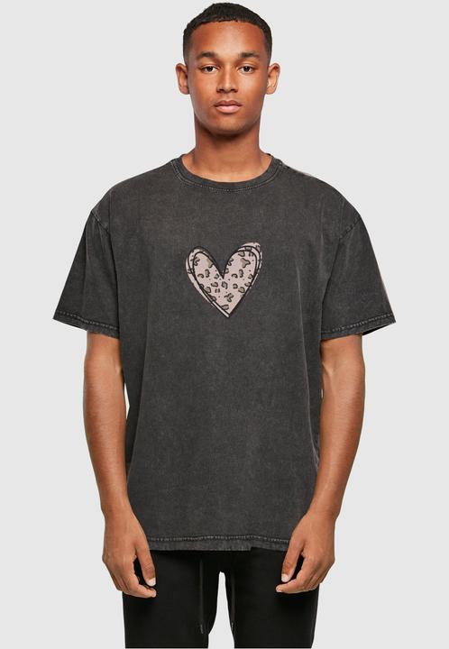 Produktbild Merchcode Valentines Day - Leopard Heart Acid Washed Heavy Oversize Tee - 116975 (M)