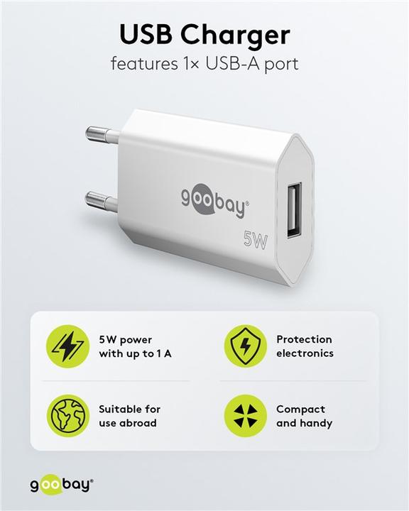 Produktbild Goobay USB-A Ladegerät Slim (5 W)