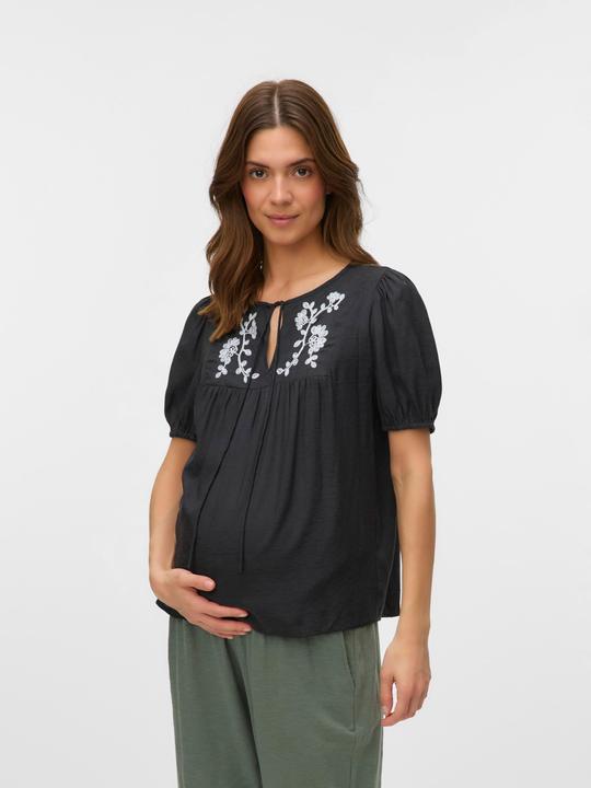 Produktbild Mamalicious Normal geschnitten Rundhals Elastische Bündchen Ballonärmel Top Bluse (M)