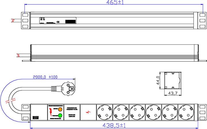Image du produit Bachmann Rallonge (rack (6 x, CEE 7/3, 2 m)