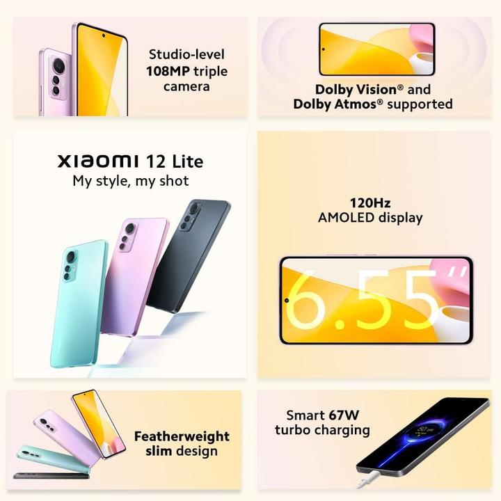 Actual product image Xiaomi 12 Lite (256 GB, Black, 6.55", Dual SIM, 108 Mpx, 5G)
